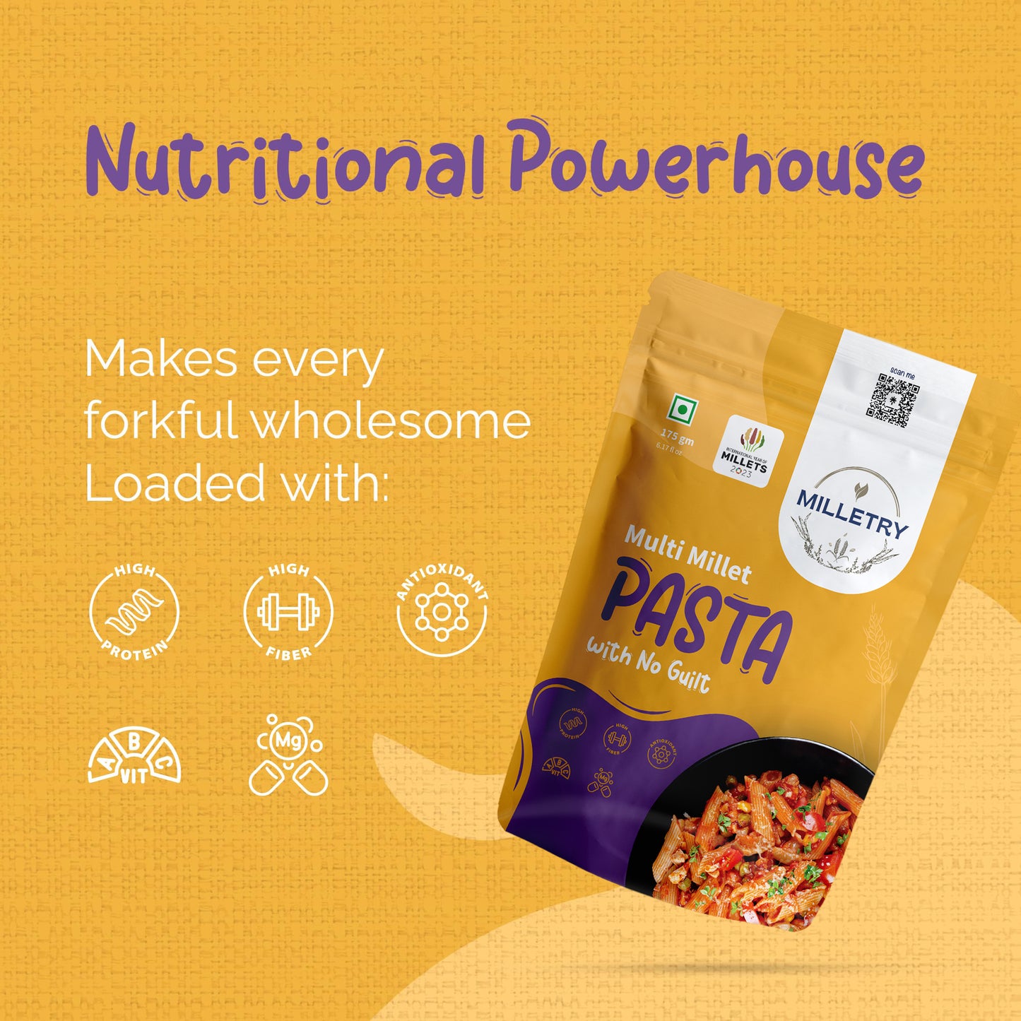 
                  
                    Milletry Multi-Millet Pasta High-Protein, Fiber-Rich Superfood with Masala
                  
                