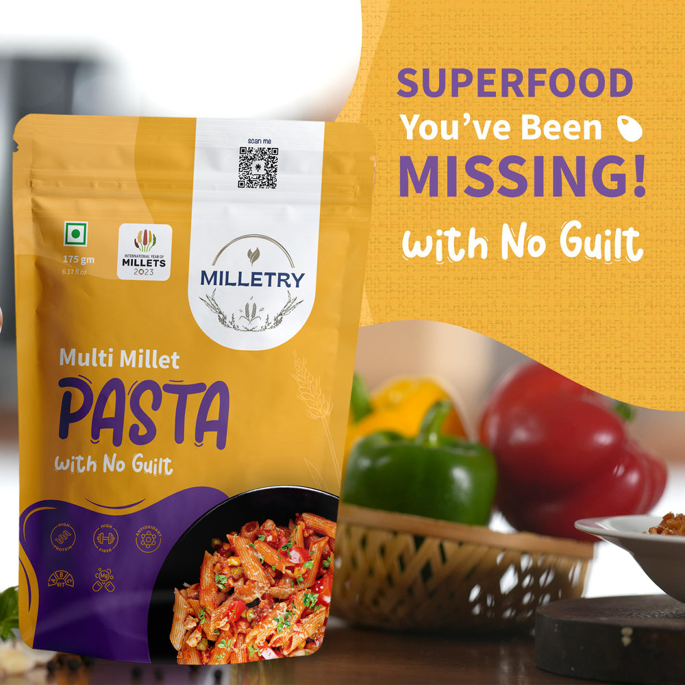 
                  
                    Milletry Multi-Millet Pasta High-Protein, Fiber-Rich Superfood with Masala
                  
                