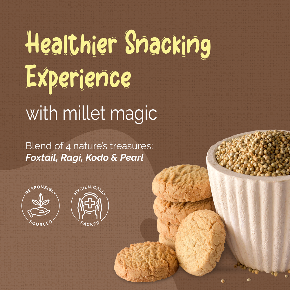 
                  
                    High-Protein Multi-Millet Cookies Foxtail, Pearl, Ragi, Kodo & Jaggery
                  
                