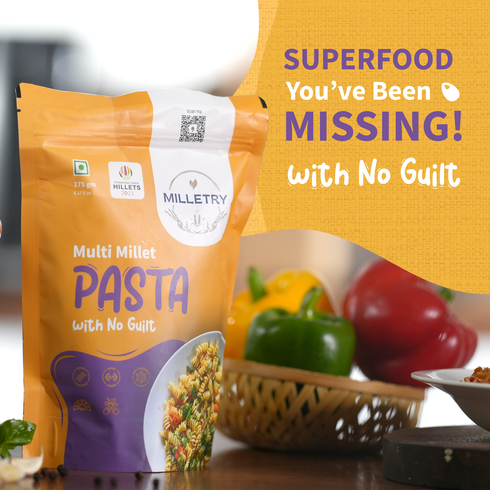 
                  
                    Milletry Multi-Millet Pasta High-Protein, Fiber-Rich Superfood with Masala
                  
                